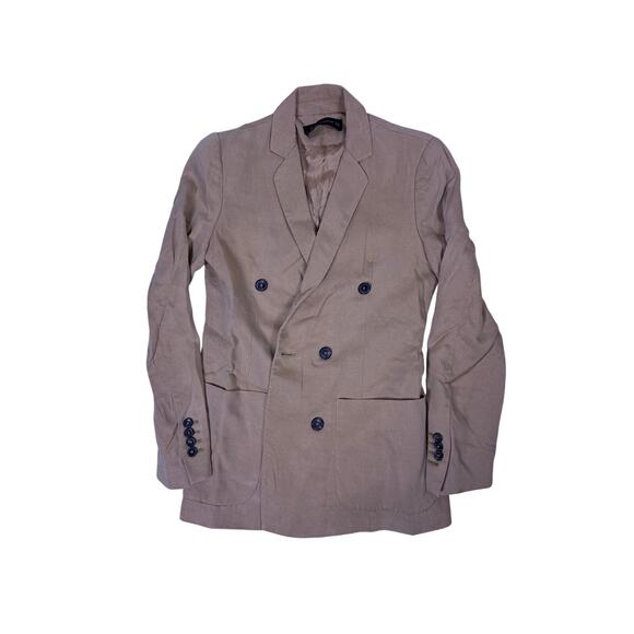 Zara woman Jackets & Blazers - Zara Woman Beige Khaki Peacoat Trench Blazer XS Double Pocket Business Casual